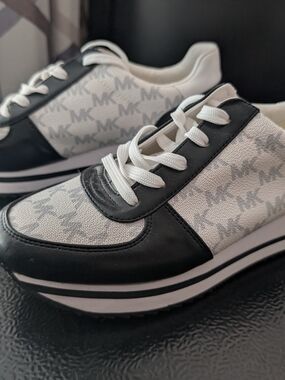 Michael Kors MK Monogram Black & White Platform Sneakers